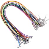 Yolev 28 Pieces Necklace Wax Cord Leather Cord Chain 18 Inch Color Strap Lobster Buckle Jewelry Making Accessories for Bracel