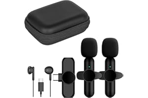 Ryzwoc Lavalier Mikrofon Wireless für USB C Smartphone, 2,4GHz Wireless Mikrofon, Plug-Play Ansteckmikrofon Kabellos für Aufnahme,Live Streaming,YouTube,TikTok, Microphone 【2 Sender】