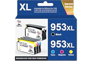 Palmtree 953XL 953 XL Remanufacturado para HP 953XL Pack para HP Officejet Pro 7720 7740 8210 8720 8710 8715 8740 8718 8725 8218 8728 8730 7730 (Negro/Cian/Magenta/Amarillo, 4 Pack)