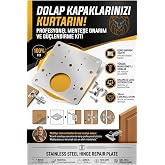 Transformacion &Ccedil;elik Menteşe Tamir Plakası Dolap Kapak ve G&ouml;vde Onarım Sacı Akıllı Vidaları Dahil Mutfak Gardırop Aşınmış Del