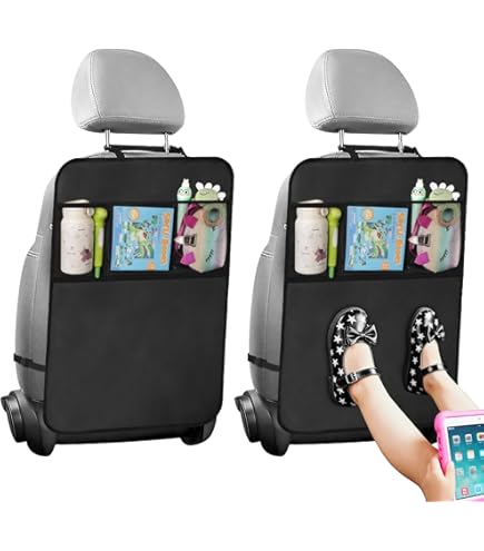 Premium, 2-delige set rugleuningbeschermers voor de auto, achterbank