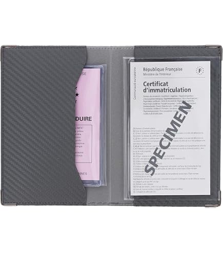 Porte-documents Voiture 4 Volets (6 Faces) 14,5x9,5cm - Permis, Carte Grise, Assurance - 7