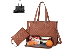 GENERIC Sac fourre-tout 2 en 1 pour femme, sac à déjeuner 2 en 1, sac à main pour ordinateur portable de 15,6" avec compartiment isolé étanche, élégant pour le travail et les voyages pour le bureau, l'école