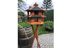 DARLUX Futterhäuschen XL, Holz-Vogelhaus Mit Ständer In Grün-Braun