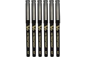 Pilot BX-V7 Hi-Tecpoint Lot de 6 stylos à bille Pointe fine 0,7 mm Trait 0,5 mm Noir