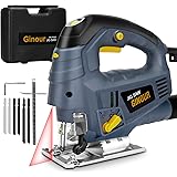 Jigsaw, ginour Jigsaw Tool 800W 3000SPM, 7 Variable Speed, 6 Blades, Laser Guide, 4 Position Orbital Action, Cutting Angle -4
