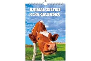POPMANKO Funny Calendar 2026, Funny Animal Selfies Monthly Calendar 2026 Silly Gifts, Christmas Secret Santa Gifts for Men Women, Novelty Month to View A4 Weird Animal Wall Planner