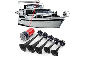 ‎CARPARTS-ONLINE 5 Sound Boat Fanfare General Lee Melody Horn with Compressor Black 12 Volt