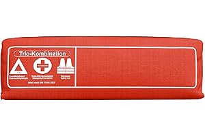 Thomatex® KFZ Kombitasche (3in1) 2025/2026 [DIN 13164-2022] – Lange Haltbarkeit – Erste-Hilfe-Set mit Warndreieck & Warnweste – Rot
