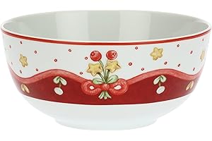 THUN TEDDY FRIENDS Thun - Ciotola Sweet Christmas Grande - Porcellana - Linea Sweet Christmas - Living, Arredare la Casa - Ø 21 cm; 9,6 h cm