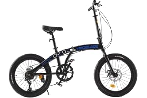 Jamiah 20 Inch Folding Bike for Adult Men and Women Teens, 7 Speed Shimano Drivetrain, Handle Seat Height Adjustable, Ideal for Commuting (Black & Blue)