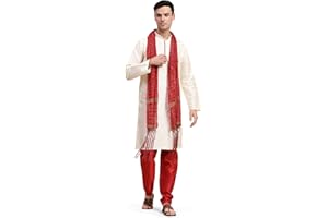 SKAVIJ Herren Traditionell Indische Kurta Pyjama Mit Dupatta