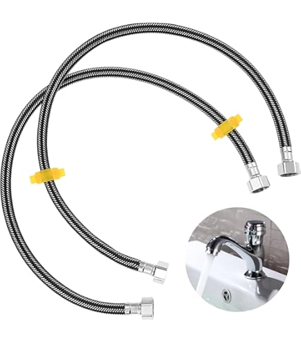 Rururug Aansluitslang 20 cm, roestvrij stalen pantserslang, waterkraan G1/2 douche-omvlechting, flexibele slang, keuken, wastafel, verlenging, voor waterkraan, mengkraan