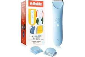 Meridian Recortadora más delgada, recortadora de vello púbico y corporal, depilación de bikini, sin rasguños, quemaduras de afeitar, sin encarnados, diseño ergonómico, tecnología húmeda/seca, foco LED