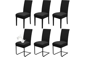 Pesonlook 6 Pack Waterproof Dining Chair Covers, Stretch Dining Chair Slipcovers Protector, Removable Washable Slipcovers ​for Hotel, Restaurant,Dining Room,Banquet(Black)