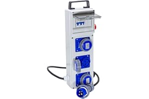 ELETTROWATT - Quadro Elettrico di Distribuzione Industriale da Cantiere ASC Portatile - 3 Prese CEE IP67 da 16A - Magnetotermico da 16A - Fungo di Emergenza - Quadro Monofase Con Certificazione