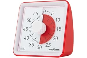 TEMPLE LODGE 60-Minute Visual Timer- Clock Timer for Kids- Time Management Tool- Silent Countdown Timer-Multipurpose- Practical- Easy to Use (Red)