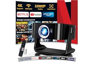 COOLID [Autorización Netflix, 4k 1080P] Proyector Portatil Compatible con WiFi 6 y Bluetooth 5.4, Capaz de Enfocar y Corregir Automáticamente el Mini Proyector, para Movil/Exterior/Cine en Casa-Negro