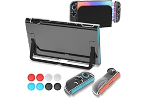 Teyomi Transparent Hülle Kompatibel mit Nintendo Switch 2, Case für Nintendo Switch 2, Hard PC Dockable Schutzhülle für Switch 2 and Soft TPU Joycon Griff Case, 8 Stück Joystick Kappen (Clear)