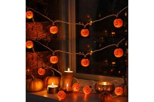 Halloweendekoration, ljusslinga pumpa 2 m 10 LED ljuskedja batteri timer | Vattentät varm vit LED orange pumpa ljusslinga för halloween fest, höst bordsdekoration, inomhus och utomhus