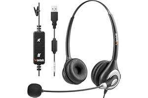 Wantek 602N Casque USB/Type-C Avec Microphone à Réduction de Bruit, Stéréo Compact Léger, Contrôle d'Appel, Confortable à Porter, Serre-tête Réglable Pour Ordinateur