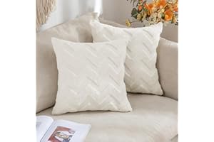 MIULEE 2 Piezas Funda Cojines Funda de Almohada Diseño Boho Lana de Imitación Cojin Decoración Cremallera Oculta para Silla Oficina Cama Habitacion Dormitorio Salón 50x50 cm Blanco Crema