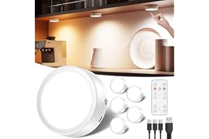 TEDMOS Lampe LED Vitrine Sans Fil - 2400mAh Lampe Placard LED Rechargeable USB avec Télécommande Spot LED Dimmable Lumiere Cuisine Sous Meuble Adhesif Veilleuse Autocollante pour Armoire Dressing Escalier