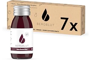‎BERGBLUT Bergblut Bio Rote Beete Shot Box ohne Stücke | 7 x 60 ml Saft Bio | Fruchtiger Shot mit Orange & Grapefruit | Vegan & ohne Zuckerzusatz