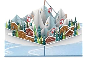 papercrush® Kartka pop-up na stok narciarski [nowość!] – śmieszna zimowa kartka urodzinowa, karta podarunkowa na narty i kurs narciarski, bon na karnet narciarski i urlop na nartach, ręcznie wykonana