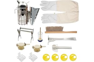 MOGOULUA 15pcs Professionale Apicoltura Strumento Kit Apicoltura Fondazione Strumento per Apicoltura Principiante Alveare Fumatore Ape Pennello Ape Marker Strumento Alveare Strumento Accessorio