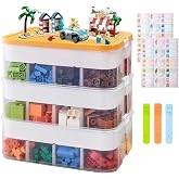 Storage Boxes for Lego,Storage Box with Lid, 3 Tiers | Toy Organizer,Building Blocks,Storage Boxes For Lego Transparent, Box