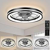 Airwit Modernas Ventilador de Techo Silencioso con Luz y Mando, 48cm Regulable Lampara Ventilador Techo Sin Aspas, 6 Velocida