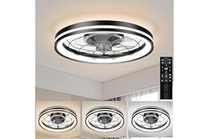 ‎AIRWIT Airwit 48cm Deckenventilator mit Beleuchtung und Fernbedienung Leise, Dimmbar Deckenlampe mit Ventilator, Modern Deckenleuchte Ventilator mit Licht für Schlafzimmer Wohnzimmer, Umkehrbaren DC Motor