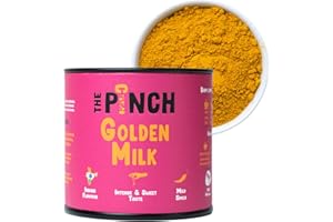 THE PINCH Golden Milk Especias Indias 100% naturales, utilizadas en Ayurveda para Leche Dorada. Saludable y fácil de usar en té, café, leche vegetal, batidos, zumos y shots inmunitarios. Paquete 45g.