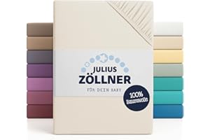 Julius Zöllner Jersey Spannbettlaken für Wiegen 90x40cm und Stubenwagen, 100% Baumwolle, STANDARD 100 by OEKO-TEX, ecru