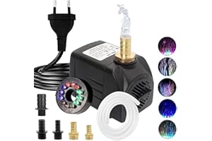 Lnicez Bomba de Agua con LED Luces 2000L/H 25W Bomba Sumergible para Acuario Estanque Pecera Fuente Circulación de Agua Dulce y Marino con 5 Boquillas mangueras de vinilo (1M)