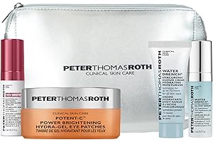 Peter Thomas Roth Deluxe zestaw do pielęgnacji skóry na prezent i w podróży – 4-częściowy zestaw z pełnowymiarowymi wkładkami pod oczy Potent-C™, serum z retinolem, kremem hialuronowym i serum