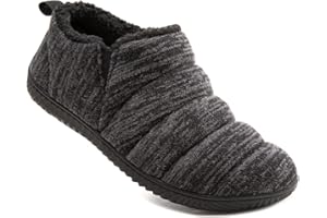 Zizor Chaussons Homme Confortables en Mousse à mémoire de Forme avec Doublure en Polaire en Tricot antidérapant Semelle en Caoutchouc avec Bande élastique unilatérale Pantoufles