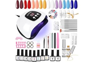 SPTHTHHPY Smalto Semipermanente Per Unghie Kit in 8+2 Coloris Gel 48W LED Lampada UV Nail Dryer Soak Off Top Base Coat Nail Tips Kit Unghie Completo