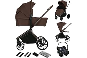 LIONELO MIKA PLUS 3 en 1 Silla de Paseo Bebe 0-48 meses a 22 kg Capazo hasta 9 kg Silla de Coche Portabebés hasta 13 kg, Respaldo Ajustable, Suspensión, Ruedas 360° Capota XXL Carrito de Bebe