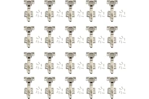 Cupboard Cabinet Hinges Soft Close ALLmeter 20pcs Full Overlay Hinges 110 Degree 35mm Kitchen Cabinet Cupboard Door Hinge Slow Shut Clip-on Plate Hinges with Screws for Kitchen cupboards