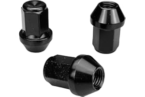 HASKYY Zestaw 20 czarnych nakrętek do kół M14 x 1,5 x 34 I, stożki do felg aluminiowych, średnica D = 24 mm, I SW 19 mm