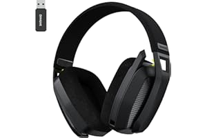 BINNUNE BW06 Cascos Gaming Inalambricos, Auriculares Gaming Inalambricos de 2.4G para PS5, PS4, PC, NS, Cascos PS5 con Sonido Estéreo Auriculares con Microfono, Duración 60Hr+,Negro