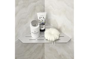 Bernkot Étagère d'angle de douche en acier inoxydable 304 brossé 254 mm - Étagère murale encastrée - Étagère murale pentagonale pour rangement de salle de bain - Sans perçage - 1 pièce - Argenté