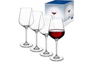 Villeroy & Boch La Divina Set di Bicchieri da Vino Rosso, 650 ml, 4 Pezzi, Cristallo, Trasparente