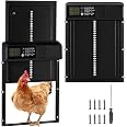 FTJKGH Automatic Chicken Coop Door with Timer&Manual Mode, Waterproof Electric Chicken Coop, Anti-Pinch Design, Large Lcd Display, Low Battery Warning, Aluminium Alloy Material, Safe Chicken Keeping