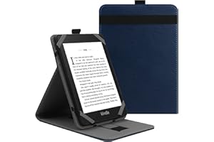 VOVIPO Uniwersalne etui ochronne na Kindle Paperwhite o przekątnej 15.2 cm, etui folio do czytnika e-booków Kindle/Kobo/Tolino, Pocketbook, Sony 15.2 cm, z wieloma kątami widzenia, granatowe