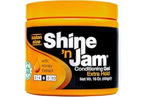SHINE 'N JAM Ampro Shine-n-Jam Maximum Hold - Infused with Honey Extract to Strengthen Hair - Great for Taming Fringe, Ponytails, Soft Weaves, and Braids - Keeps Tresses Firm with Non-Greasy Shine - 454 g