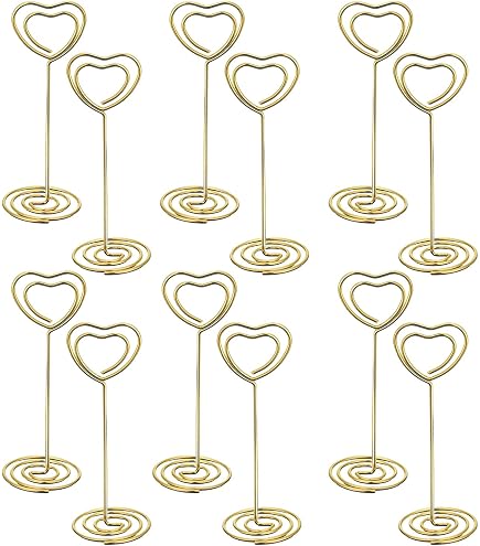 20 Portamemo Metallici A Forma Di Cuore - Segnaposto Per Matrimoni, Feste E Numeri Tavolo - 2