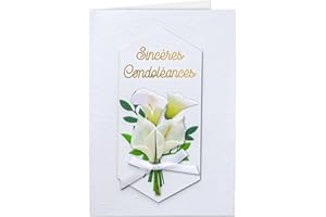 Joli Coon Papeterie Carte de condoléances SIGNATURE - Carte de condoléance avec enveloppe en papier premium et autocollant cachet